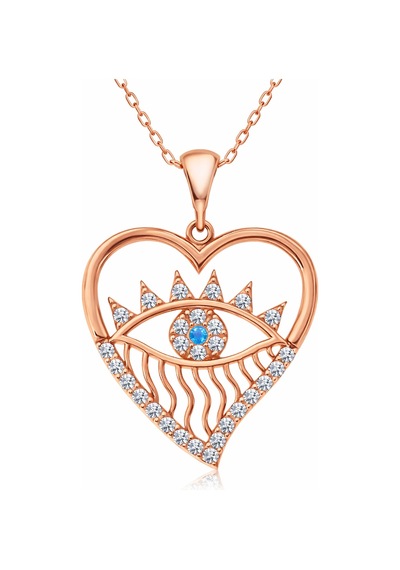 Gümüş Rose Kalp Göz Kadın Kolye 01 - Gold 85321641