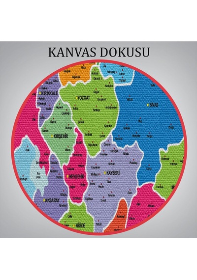 Es10 Türkiye Haritası Kanvas Tablo İl ve İlçeli Ayrıntılı Eğitici Dekoratif Tablo 3033 (125 x 210)