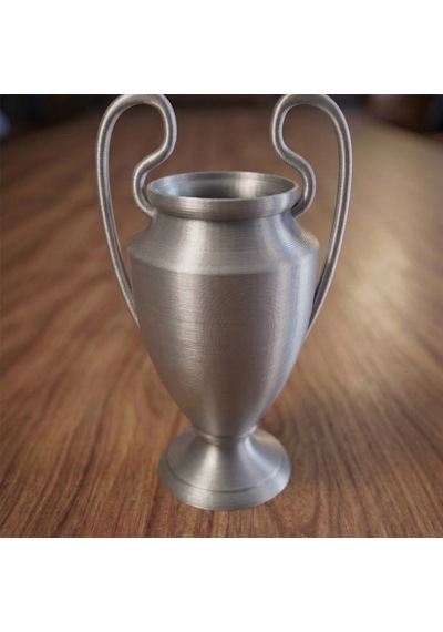 Futbol Severlere Özel Şampiyonlar Ligi Kupası Dekoratif Obje - Gümüş Renk Koleksiyonluk 15x15x9cm