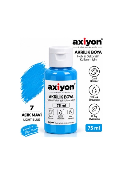 Axiyon Art Akrilik Boya 75 Ml Mavi 2'li Paket Su Bazlı Hobi Ve Dekoratif Boya