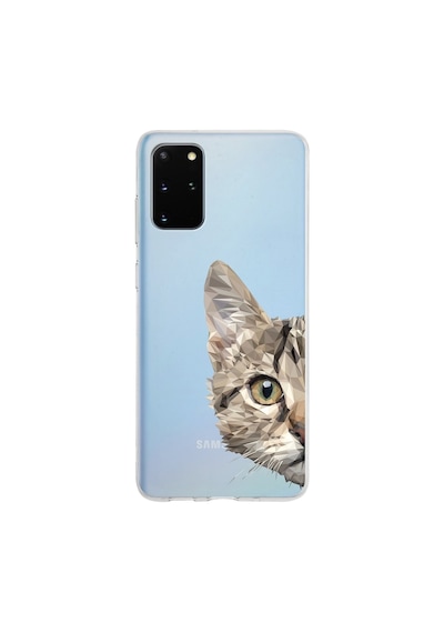 Samsung Galaxy Uyumlu S20 Plus Kapak Catface Tasarımlı Şeffaf Silikon Kılıf Şeffaf