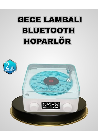Bluetooth - 312 - Hoparlörlü Gece Lambası Dijital Saat Ekranlı Su Dalgası - Csmo-tex - Efektli Dekoratif
