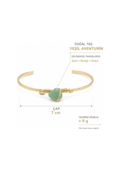 Doğal Gri Akik Taşlı Altın Tonlu Açık Uçlu Spiral Kadın Bileklik Gold 94970293