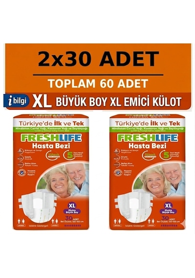 Freshlife Belbantlı Xlarge Ekstra Büyük Boy Hasta Bezi 60 Adet 2x30 Paket XL