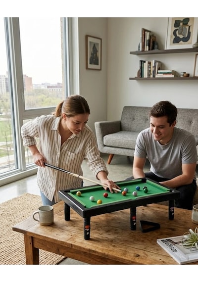 Mey İthalat Mini Bilardo Masası Oyuncak Seti Çocuklar İçin Eğlenceli Masa Oyunu