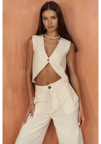 Mai Collection Mai Studios Co. Montana Natural Yelek Pantolon Takım Naturel