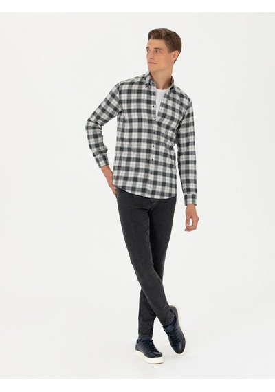 Cacharel Taş Slim Fit Uzun Kollu Gömlek Gri
