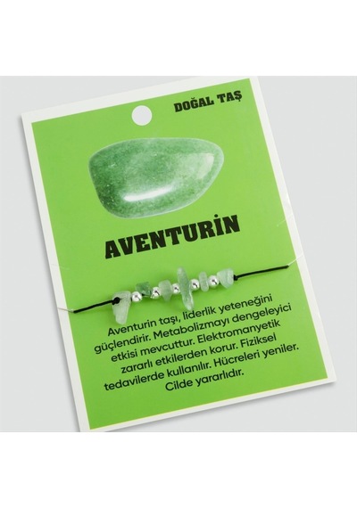 Aventurin - 602 - Doğaltaşlı İp - Nazblsmm - Bileklik Yeşil