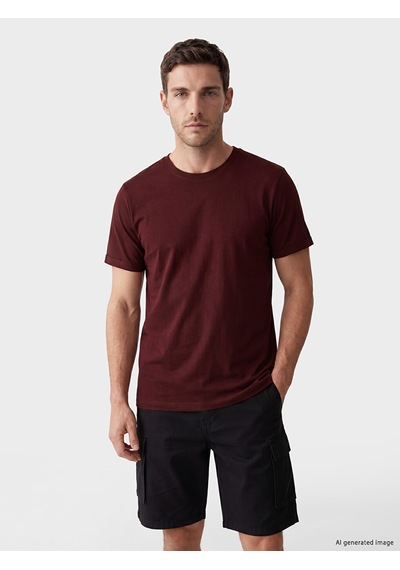 Lcwaıkıkı Classic Bordo Slim Fit %100 Pamuk Basic Tişört