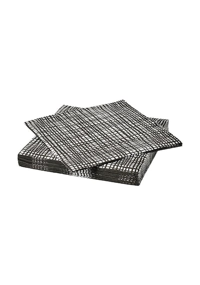 Ikea Groplöja Desenli Peçete Beyaz - Siyah 33 x 33 CM 30 Adet