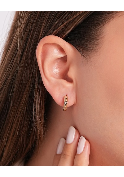 Debora Jewelry 14 Ayar Altın Tasarım Taşlı Halka Küpe