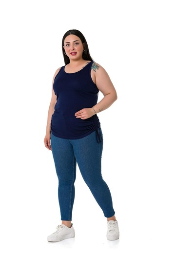 Disentis Büyük Beden Kalın Askılı Yanları Tünelli Viskon Lacivert Body-lacivert Lacivert