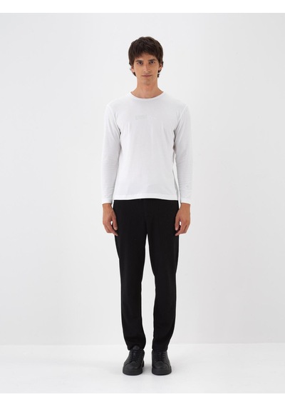 Xint Beyaz Slim Fit Bisiklet Yaka Modal Uzun Kol Tişört 502153