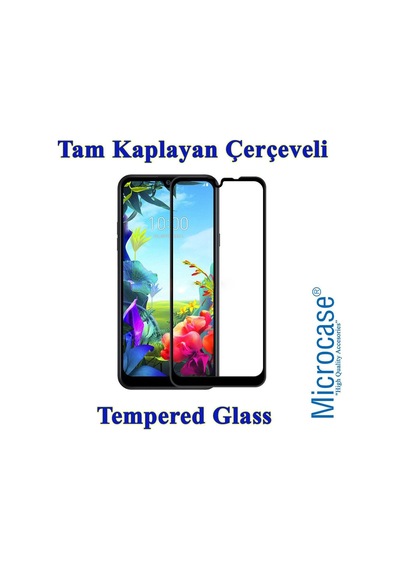 Microcase LG Uyumlu K40S Tam Kaplayan Çerçeveli Tempered Cam Siyah