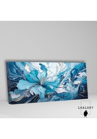 Kanvas Duvar Tablosu Soyut Yağlı Boya Görünümlü Beyaz Çiçek 140 X 70