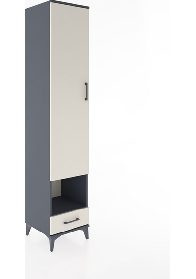 Hyperion Dolap 6 Raflı Tek Çekmeceli Tek Kapaklı 44x44x221 Antrasit-aytaşı Antrasit