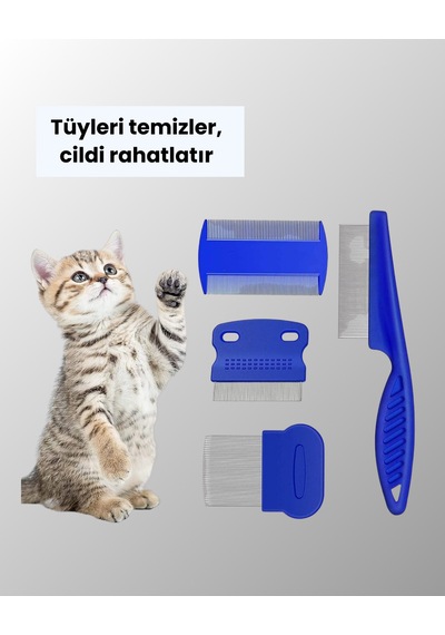 Kedi, Köpek Ve Küçük Hayvanlar İçin 4 Parça Ergonomik Tarak Takım