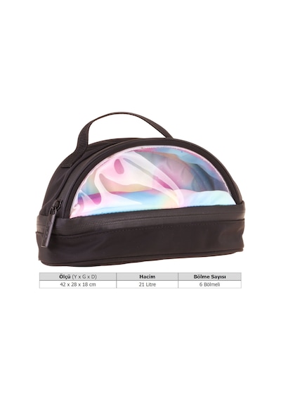 Kaukko Black Rainbow Parlak Kumaş Detaylı Siyah - Çok Renkli Kız Çocuk Kalem Çantası/kalemlik - K1858