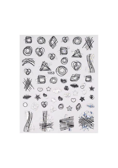 Gümüş Holografik Geometrik Çizim Tırnak Sticker Tırnak Etiketi Nail Art Jo-1053s