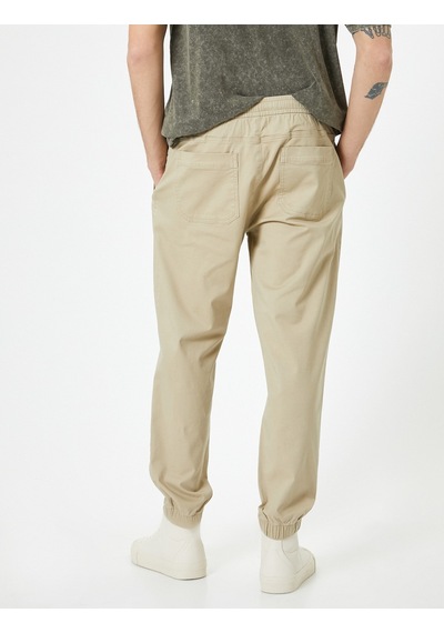 Koton Jogger Pantolon Slim Fit Beli Bağcıklı Cep Detaylı Bej 4sam40087hw Ekru