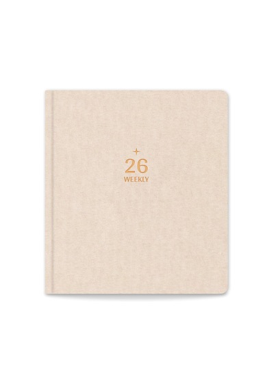 2026 Dikey Haftalık Ajanda 12 Aylık Kir Ve Suya Dayanıklı Premium Keten Kapaklı 18x20 Cm - Bej Çok Renkli