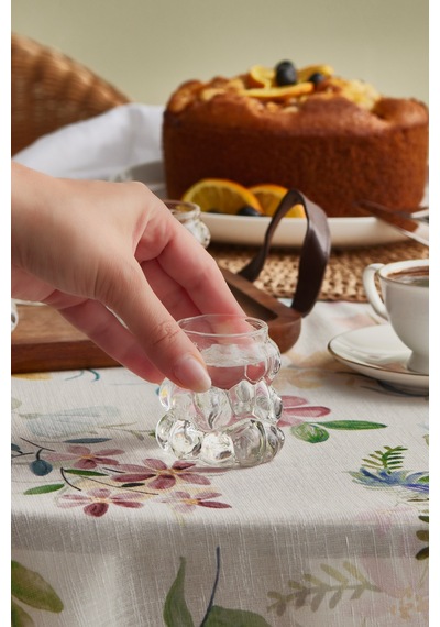 Karaca Bubble 6'lı Cam Kahve Yanı Bardağı 90 Ml Şeffaf