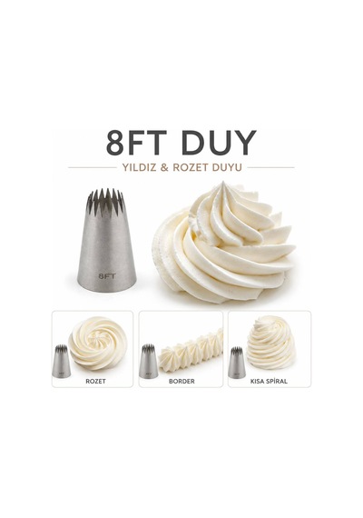 Krema Duyu Ve Pasta Süsleme Ucu + 2 Adet Şanti Torbası No: 8ft Diğer