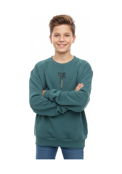 Kanguru Cepli Bisiklet Yaka Erkek Çocuk Sweatshirt-90905 Yeşil