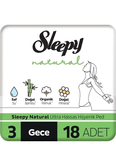 Sleepy Natural Ultra Hassas Hijyenik Ped Gece 72 Adet Ped