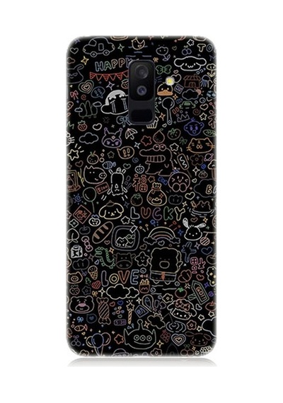 Samsung Galaxy A6 Plus Uyumlu 8 Bit Sevimli Karakterler Desenli Silikon Kılıf