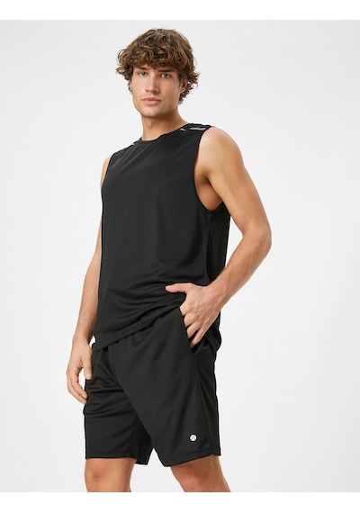 Koton Basic Spor Şort Beli Bağcıklı Cep Detaylı Siyah 4wam40018nk Siyah