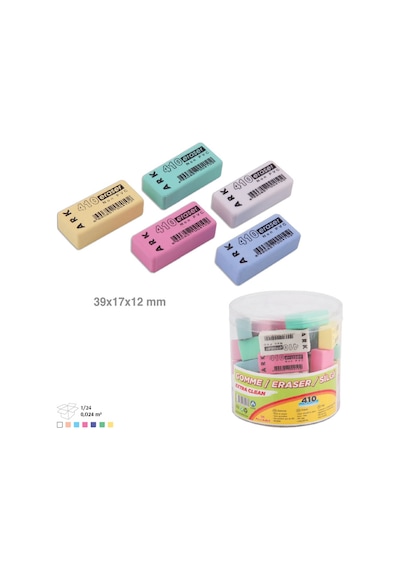 Ark Silgi Pastel Renkler Karışık Renk 20 Adet