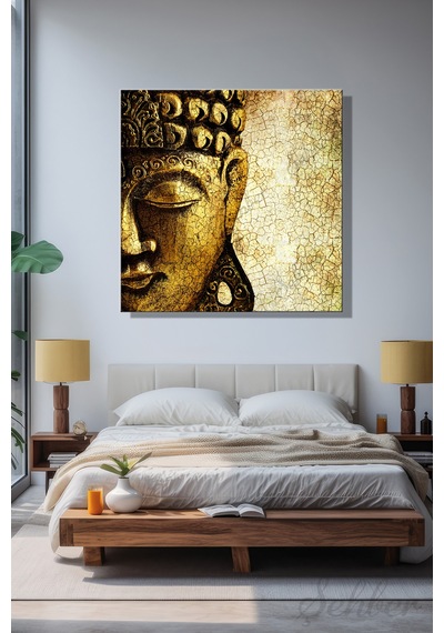 Karetekli Kanvas Duvar Tablosu Modern Salon Mutfak Yatak Odası Ofis Vintage Buddha