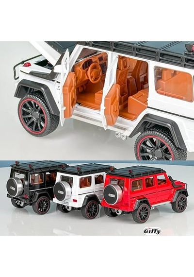 Mercedes G Seri Arazi Aracı Die Cast Model Kutulu Buhar Atan Çek Bırak Full Fonksiyon Kapıları Açılan 1:22 Ölçek Model Araba Kutulu Koleksiyonluk Ürün Beyaz