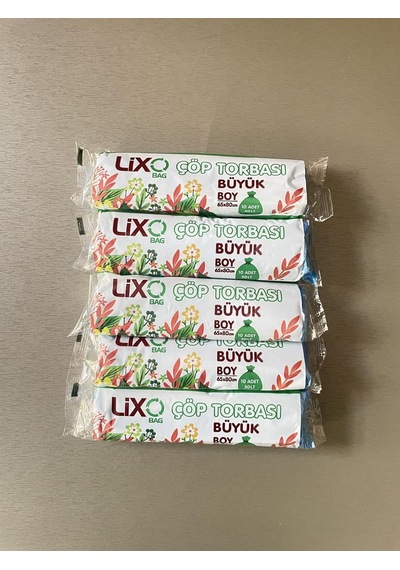 Çöp Poşeti Büyük Boy 65 80 Cm 5 Paket Toplam 50 Adet