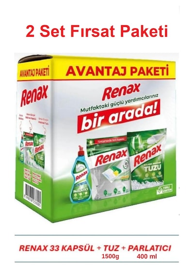 Renax Avantajlı Paket 3 Lü Set Bulaşık Makinesi Kapsülü X 2 Set