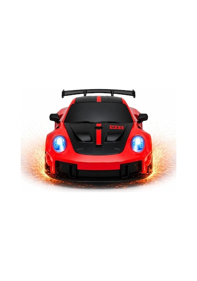 Uzaktan Kumandalı Kıvılcım Efekt Porsche Drift Yarış Arabası 4 Adet Yedek Lastik 26 Cm Sesli Oyuncak Kırmızı