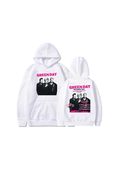Tarzsokak Beyaz Unisex The Saviors Tour 2025 Green Day Rock Band Graphic Sweatshirts Sudaderas Long S