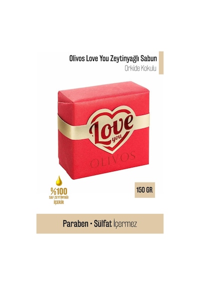Olivos Love You Orkide Kokulu %100 Saf Zeytinyağlı Sabun 150 Gr El Yapımı, Paraben, Sls & Sles İçermez Orkide