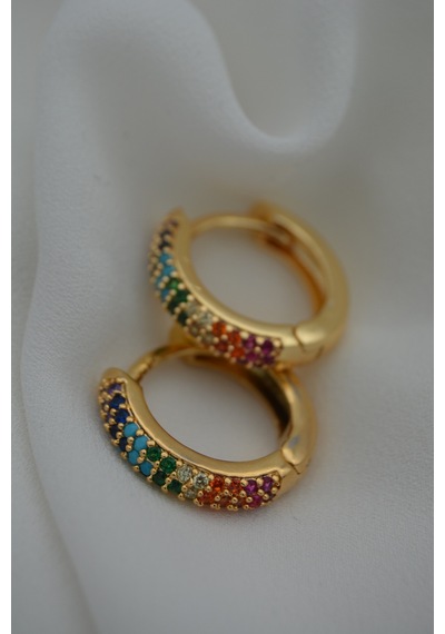 Stoneagejewellery Stoneage Zirkon Taşli Kilitli Küpe N11.88570 Çok Renkli