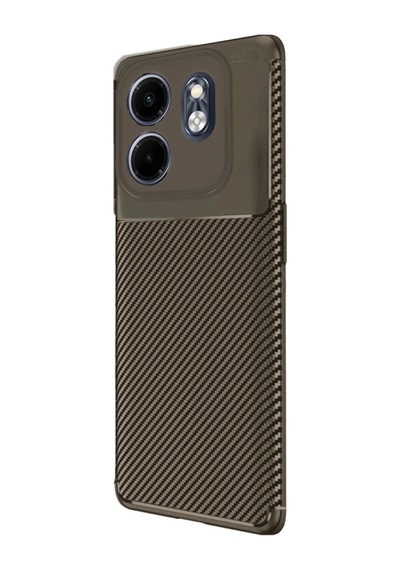 İnfinix Hot 50i 4g Kılıf Auto Focus Karbon Kapak - Kahverengi