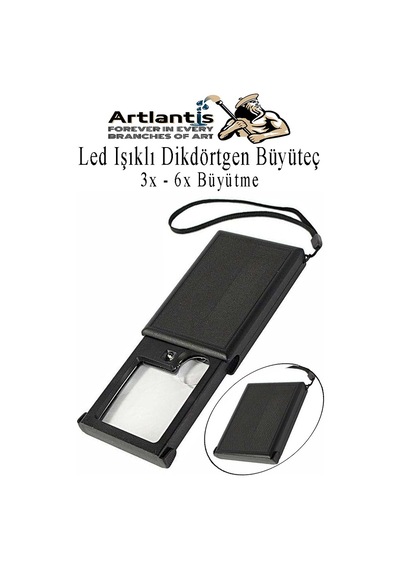 Led Işıklı Dikdörtgen Çekmeceli Büyüteç 1 Adet 3x 6x Büyütme Optik Lens El Tipi Mercek Çep Büyüteci Okul Ofis Büro
