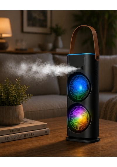 Çift Fanlı Nemlendiricili Masaüstü Soğutucu Usb Girişli Sessiz Serinletici - Lisinya