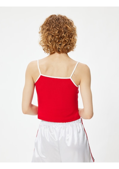 Koton Askılı Atlet Slogan Baskılı Bisiklet Yaka Slim Fit Kırmızı 4sal30388ık Kırmızı