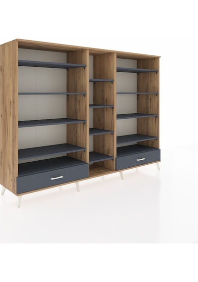 Hyperion Dolap 14 Raflı 2 Çekmeceli 220x44x163 Çam-antrasit Çam-antrasit