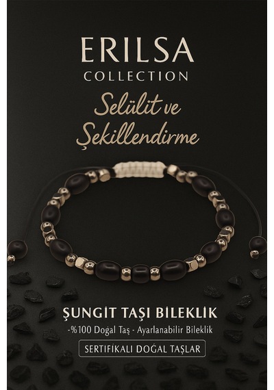 Sertifikalı Selülit Azaltma Ve  Temizleme Bilekliği Şungit Çok Renkli