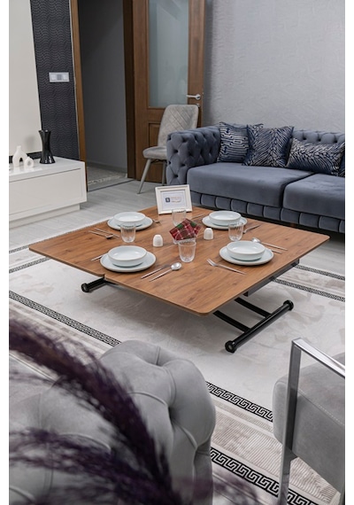 Juppo Üst Tabla Mdf Ceviz Oval Köşe Alt Siyah İçe K