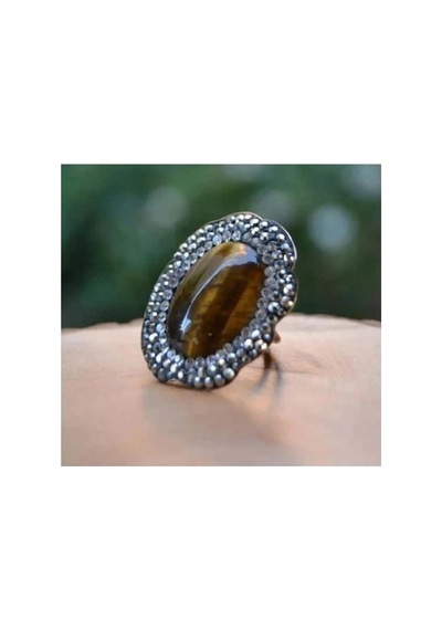 Stoneage F02610 Kaplan Gözü Doğal Taslı El Yapımı Yüzük Diğer 03999711