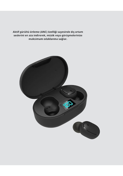 Anc Bluetooth Kulaklık Suya Ve Tere Dayanıklı Uzun Pil Ömürlü Mikrofonlu Kablosuz Kulaklık