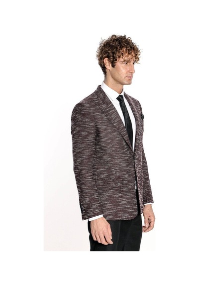 Wessi Desenli Slim Fit Spor Bordo Erkek Ceket - Wessi Bordo